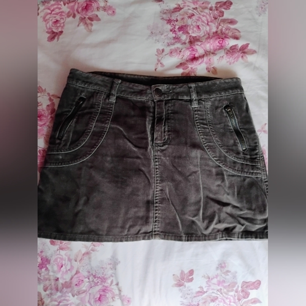 Vintage American Eagle Outfitters Grey Velour Skirt • Size Small • From 2,000's